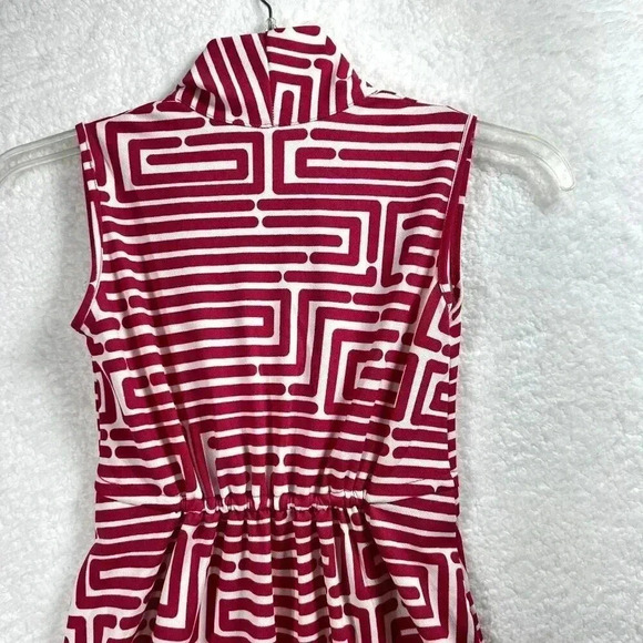 Vfish Designs Geometric Print Dress S High Neck Collar V Neck Minimalistic NWT - Picture 10 of 15